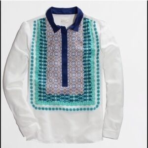J. Crew scarf print  long sleeve blouse Sz Sm Med